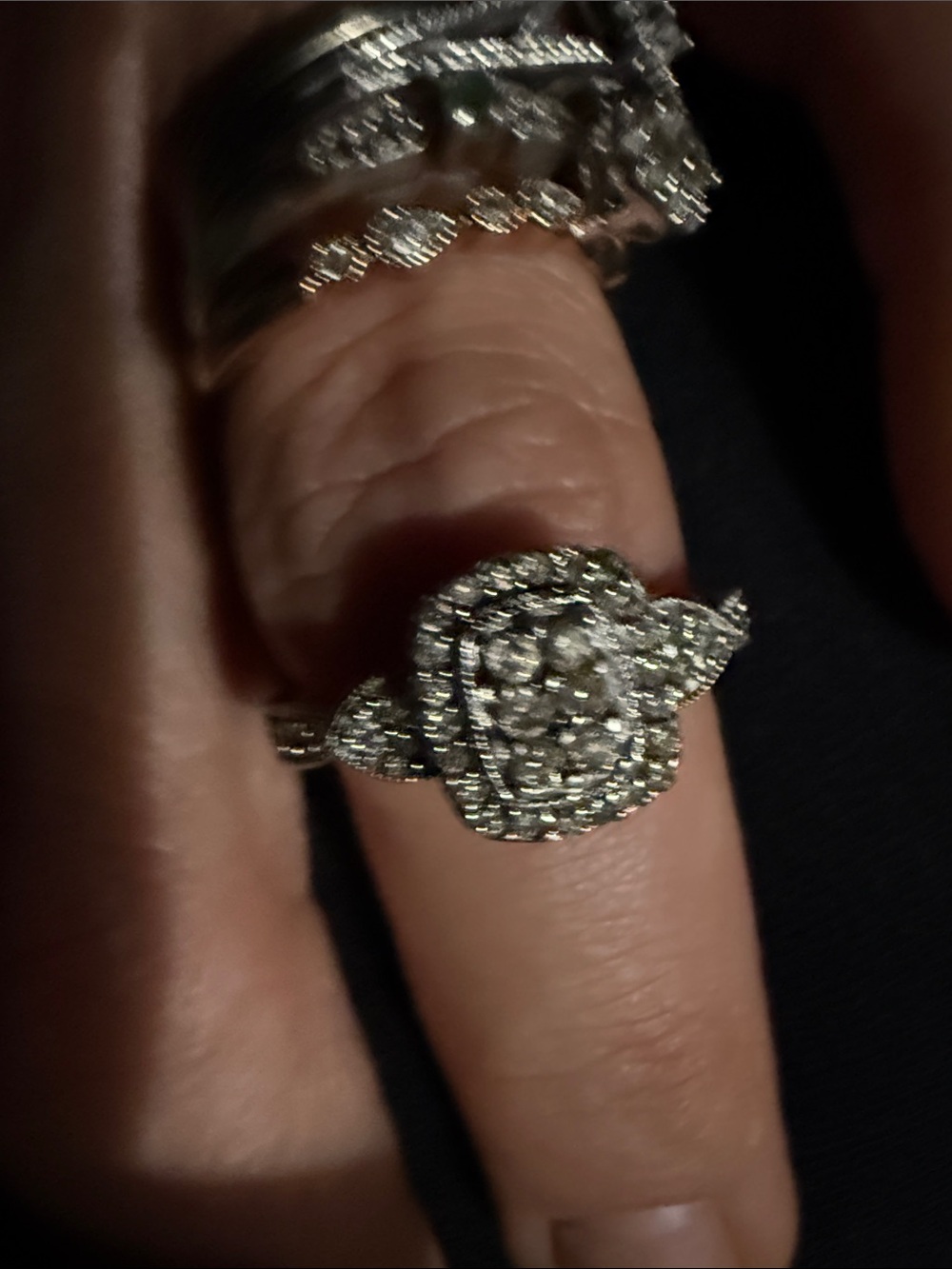 Diamond Halo Cluster Ring in Sterling Silver&14k sz7 - Picture 5 of 17